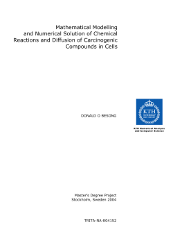 Mathematical Modelling and Numerical Solution of Chemical