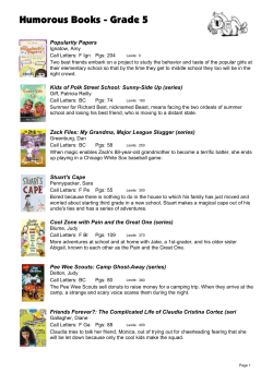 Humorous Books - Grade 5