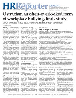 Ostracism an often-overlooked form of workplace bullying, finds study