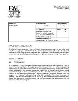 Office of the President University Policy SUBJECT: PERSONNEL