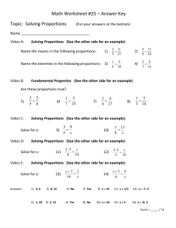 Math Worksheet #25 &ndash; Answer Key Topic: Solving Proportions (Put