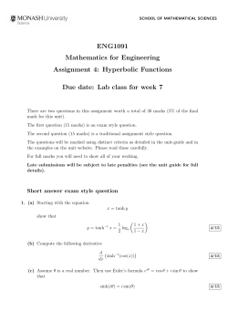 ENG1091 Mathematics for Engineering