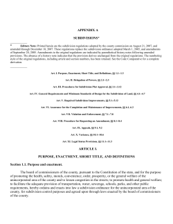APPENDIX A SUBDIVISIONS* ______ * ______ ARTICLE I