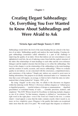 Creating Elegant Subheadings: Or, Everything You Ever Wanted to
