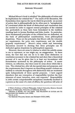 Actus Reus of Dr. Caligari - Penn Law: Legal Scholarship Repository