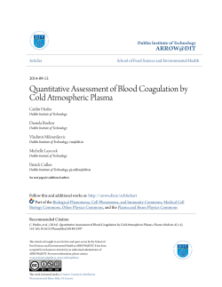 Quantitative Assessment of Blood Coagulation by Cold