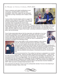 FIONA COWLES, 1939-2013 - King Township Historical Society