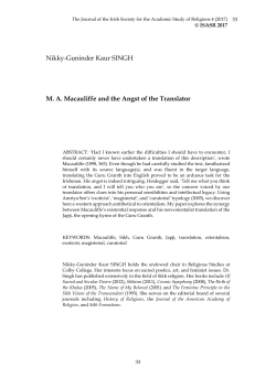 M. A. Macauliffe and the Angst of the Translator