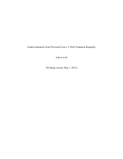 Federal Immunity from Provincial Laws: A Well