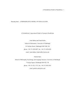 A Probabilistic Model of Parallelism 1 Running head: A