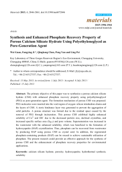 Synthesis and Enhanced Phosphate Recovery Property of Porous