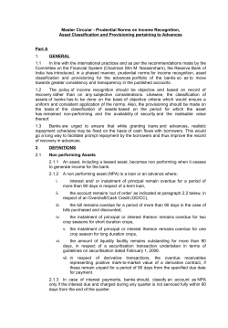 Master Circular - Prudential Norms on Income Recognition
