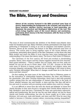 "The Bible, Slavery and Onesimus," Anvil 24.2 (2007)