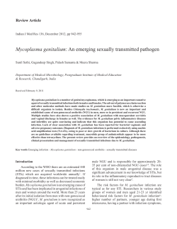 Mycoplasma genitalium: An emerging sexually transmitted pathogen