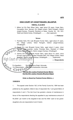 AFR HIGH COURT OF CHHATTISGARH, BILASPUR