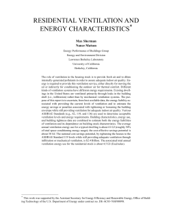 RESIDENTIAL VENTILATION AND ENERGY CHARACTERISTICS
