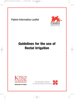Guidelines for the use of Rectal Irrigation