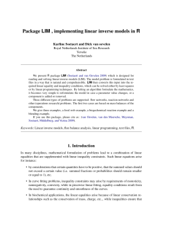Package LIM , implementing linear inverse models in R