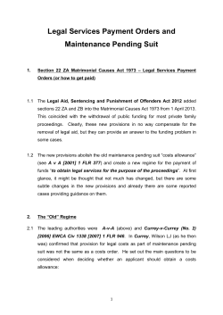 Legal Services Payment Orders and Maintenance Pending Suit