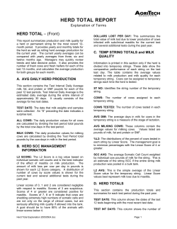 Herd Total Report Explanation