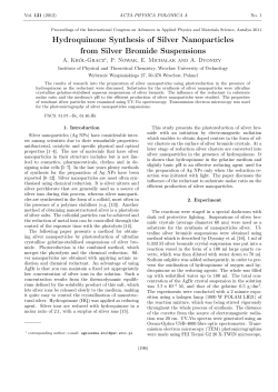 Hydroquinone Synthesis of Silver Nanoparticles from Silver Bromide