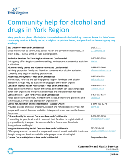 Community help for alcohol and drugs in York Region