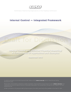 Internal Control over External Financial Reporting