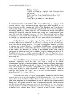 Michael Forster German Philosophy of Language