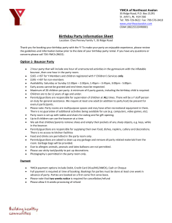 Birthday Party Information Sheet