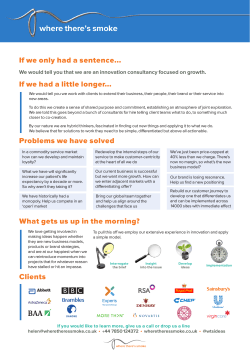 Clients If we only had a sentence... If we had a little longer