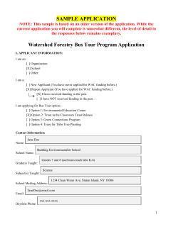 SAMPLE APPLICATION Watershed Forestry Bus Tour Program