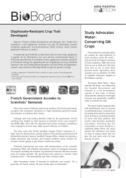 Glyphosate-Resistant Crop Trait Developed &bull; French Government