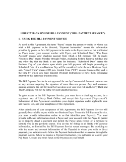 LIBERTY BANK ONLINE BILL PAYMENT (&ldquo;BILL PAYMENT