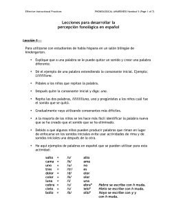 Lecciones para desarrollar la percepcion fonologica en espanol