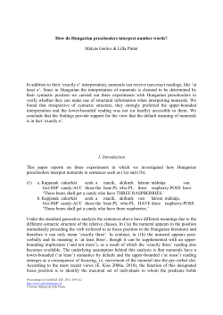 How do Hungarian preschoolers interpret number words