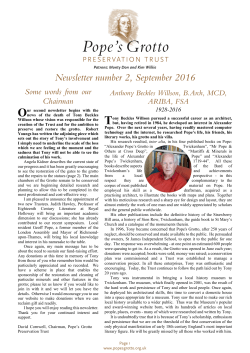 Newsletter no. 2 - Pope`s Grotto Preservation Trust