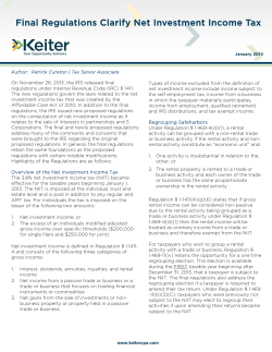 Final Regulations Clarify Net Investment Income Tax