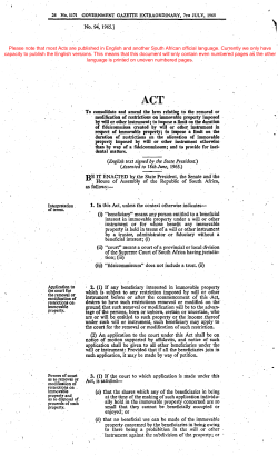 Immovable Property (Removal or Modification of Restrictions) Act