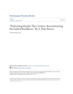 "Performing Haydn`s The Creation: Reconstructing the Earliest