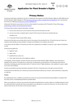Application for Plant Breeder`s Rights Part 2