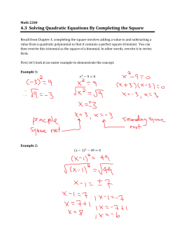 4.3 Solving Quadratic Equations By Completing the Square
