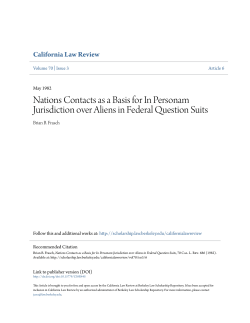 Nations Contacts as a Basis for In Personam Jurisdiction over Aliens