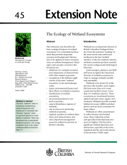 The Ecology of Wetland Ecosystems - Ministry of Forests, Lands and