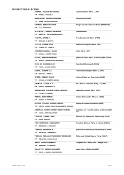 List of Qualified Candidates in Liberia`s 2005 General