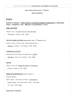 BOOKS Author`s name(s). Title of book