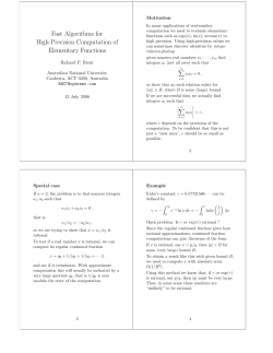 Fast Algorithms for High-Precision Computation