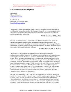 Six Provocations for Big Data