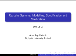 Reactive Systems: Modelling, Specification and Verification