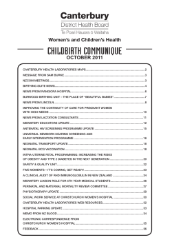 CHILDBIRTH COMMUNIQUE - Canterbury District Health Board
