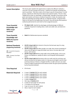 How Will I Pay? - Texas Council on Economic Education